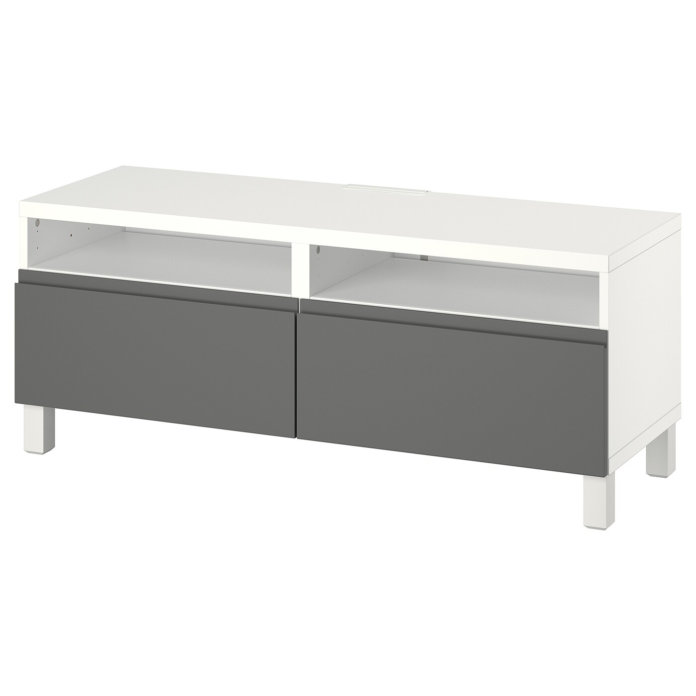 Тумба под ТВ с ящиками - IKEA BESTÅ/BESTA/БЕСТО ИКЕА, 42х48х120 см, белый/серый