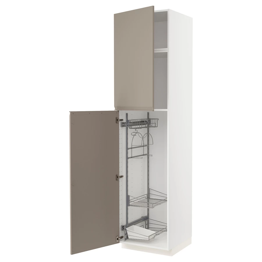Высокий шкаф - IKEA METOD/МЕТОД ИКЕА, 60х60х240 см, белый/серый (изображение №1)