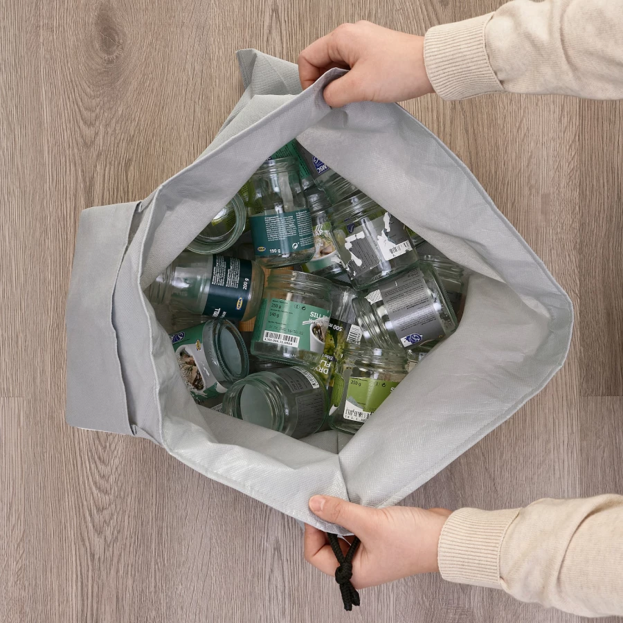 Мешок для сортировки мусора - AJÖSS /AJOSS   IKEA/ АЙОСС ИКЕА, 56х43 см, серый (изображение №3)