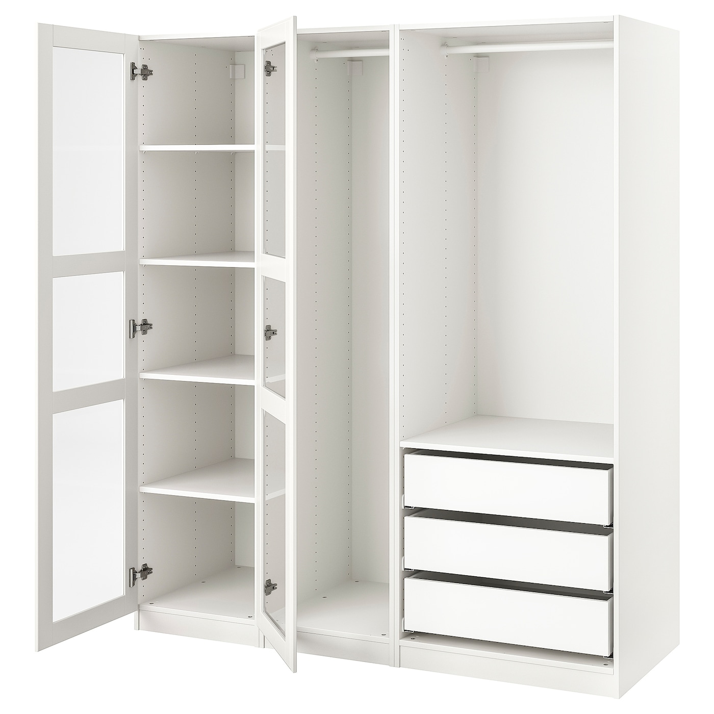 Гардероб - IKEA PAX/TYSSEDAL/ПАКС/ТИССЕДАЛЬ ИКЕА, 175x60x201 см, белый / из белого стекла
