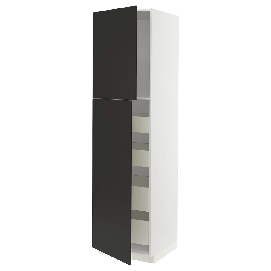 Высокий шкаф - IKEA METOD/MAXIMERA/МЕТОД/МАКСИМЕРА ИКЕА, 60х60х240 см, белый/черный (изображение №1)