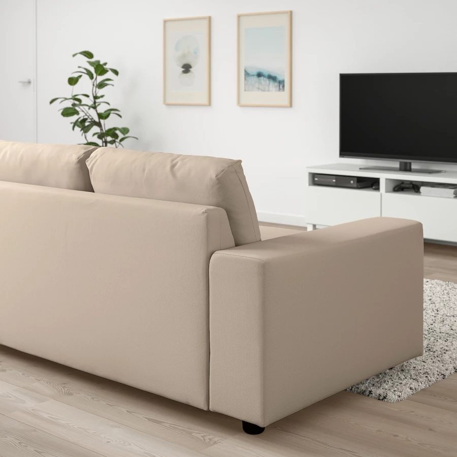 2-местный диван с широкими подлокотниками/Халларп средний серый - IKEA VIMLE, 98x204см, бежевый, ВИМЛЕ ИКЕА (изображение №5)