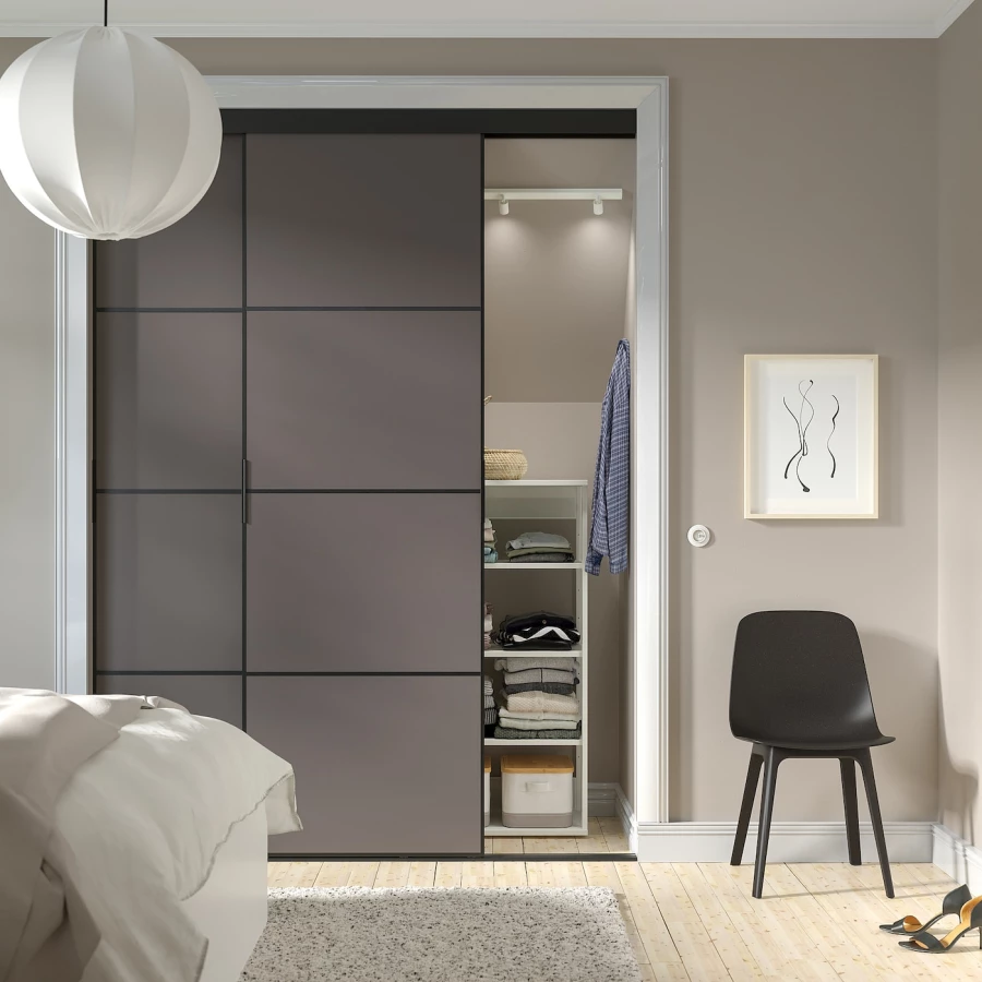 Комбинация раздвижных дверей - SKYTTA/MEHAMN IKEA/ СКЮТТА/МЕХАМН ИКЕА, 240х177 см, черный (изображение №2)