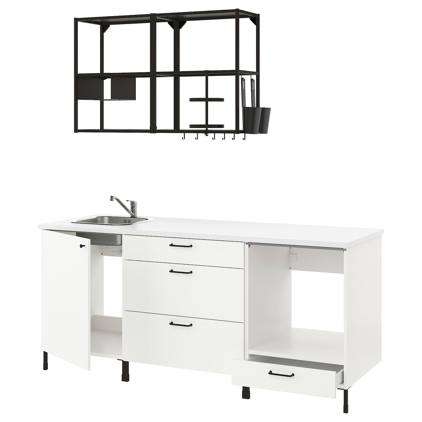 Кухня -  ENHET  IKEA/ ЭНХЕТ ИКЕА, 203х222 см, белый/черный