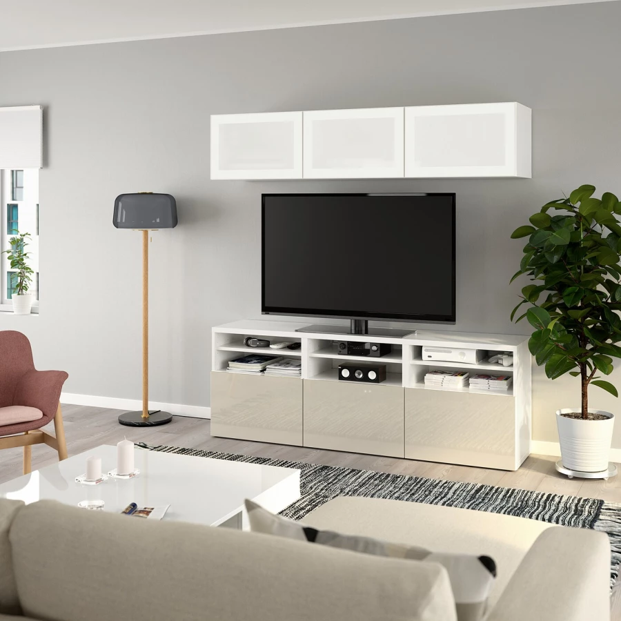 Комбинация для хранения ТВ - IKEA BESTÅ/BESTA, 192x42x180см, белый, БЕСТО ИКЕА (изображение №6)
