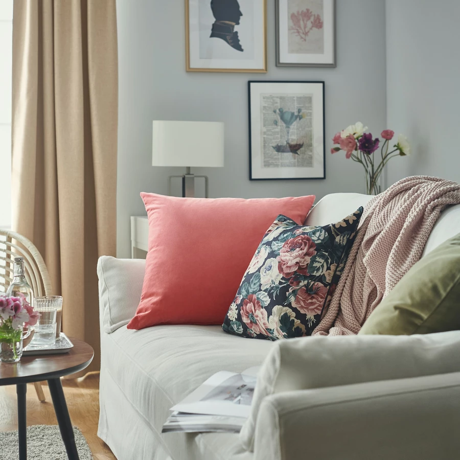 Чехол на подушку - SANELA IKEA/ САНЕЛА ИКЕА, 65х65 см,  бледно-красный (изображение №4)