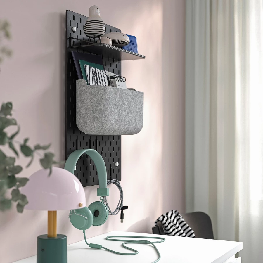 Комбинированная перфорированная доска IKEA SKÅDIS/СКОДИС ИКЕА, 36х56 см, черный/серый (изображение №2)