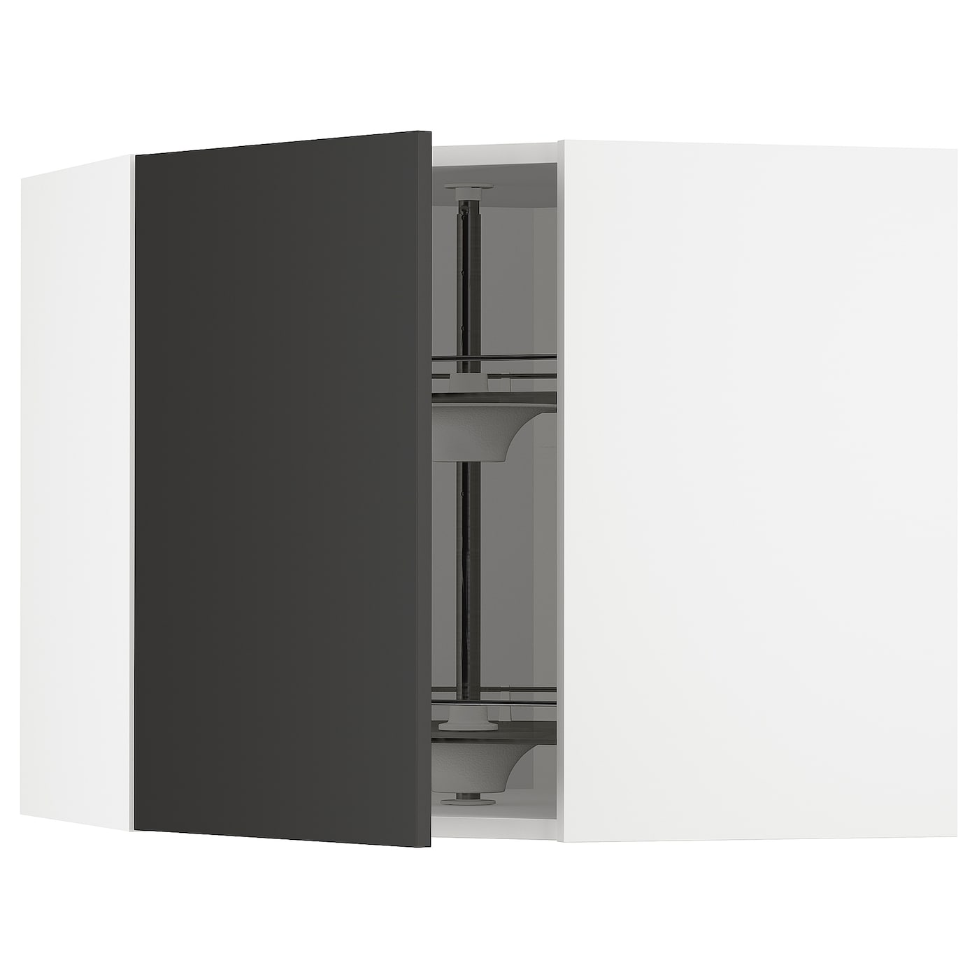 Угловой навесной шкаф с каруселью - METOD  IKEA/  МЕТОД ИКЕА, 60х68 см, белый/черный