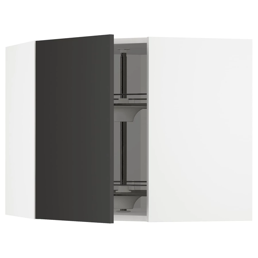 Угловой навесной шкаф с каруселью - METOD  IKEA/  МЕТОД ИКЕА, 60х68 см, белый/черный (изображение №1)
