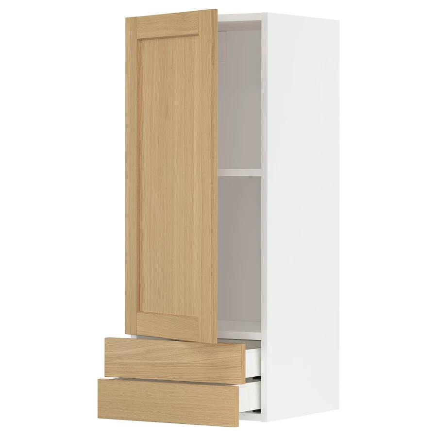 Навесной шкаф - METOD / MAXIMERA IKEA/ МЕТОД/МАКСИМЕРА ИКЕА, 40х100 см, белый/под беленый дуб (изображение №1)