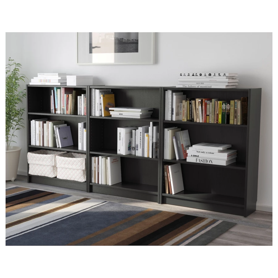 Открытый книжный шкаф - BILLY IKEA/БИЛЛИ ИКЕА, 28х240х106 см, чёрный (изображение №2)