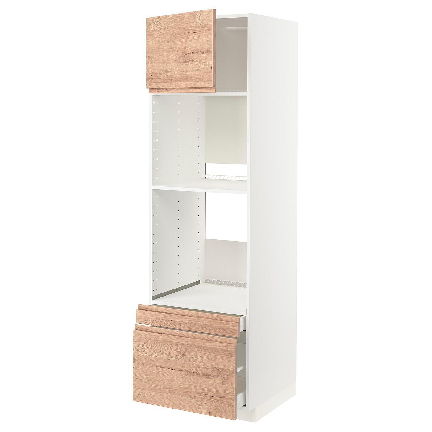 Высокий шкаф с ящиками - IKEA METOD/MAXIMERA/МЕТОД/МАКСИМЕРА ИКЕА, 200х60х60 см, белый/под беленый дуб