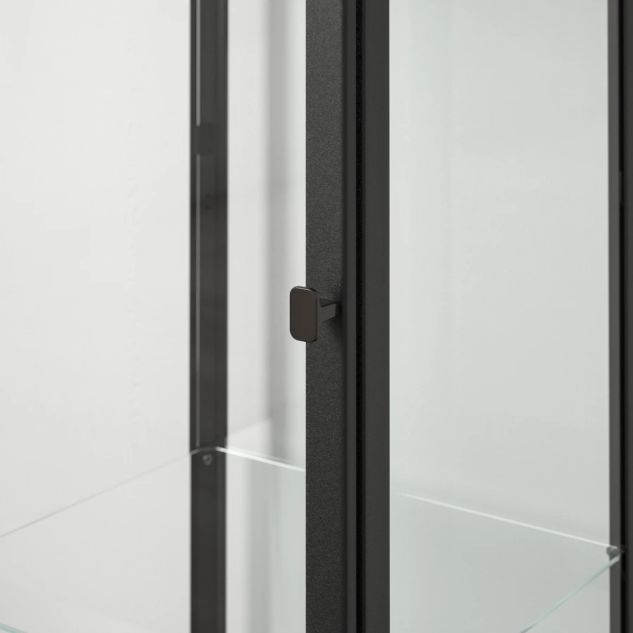 Шкаф со стеклянными дверцами - BLÅLIDEN/BLАLIDEN    IКЕА/ БЛОЛИЕН ИКЕА, 35x32x151 см, черный/прозрачный (изображение №6)