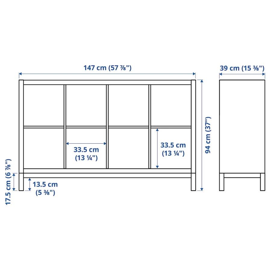 Книжный шкаф - IKEA KALLAX, 147х39х94 см, под беленый дуб, КАЛЛАКС ИКЕА (изображение №3)