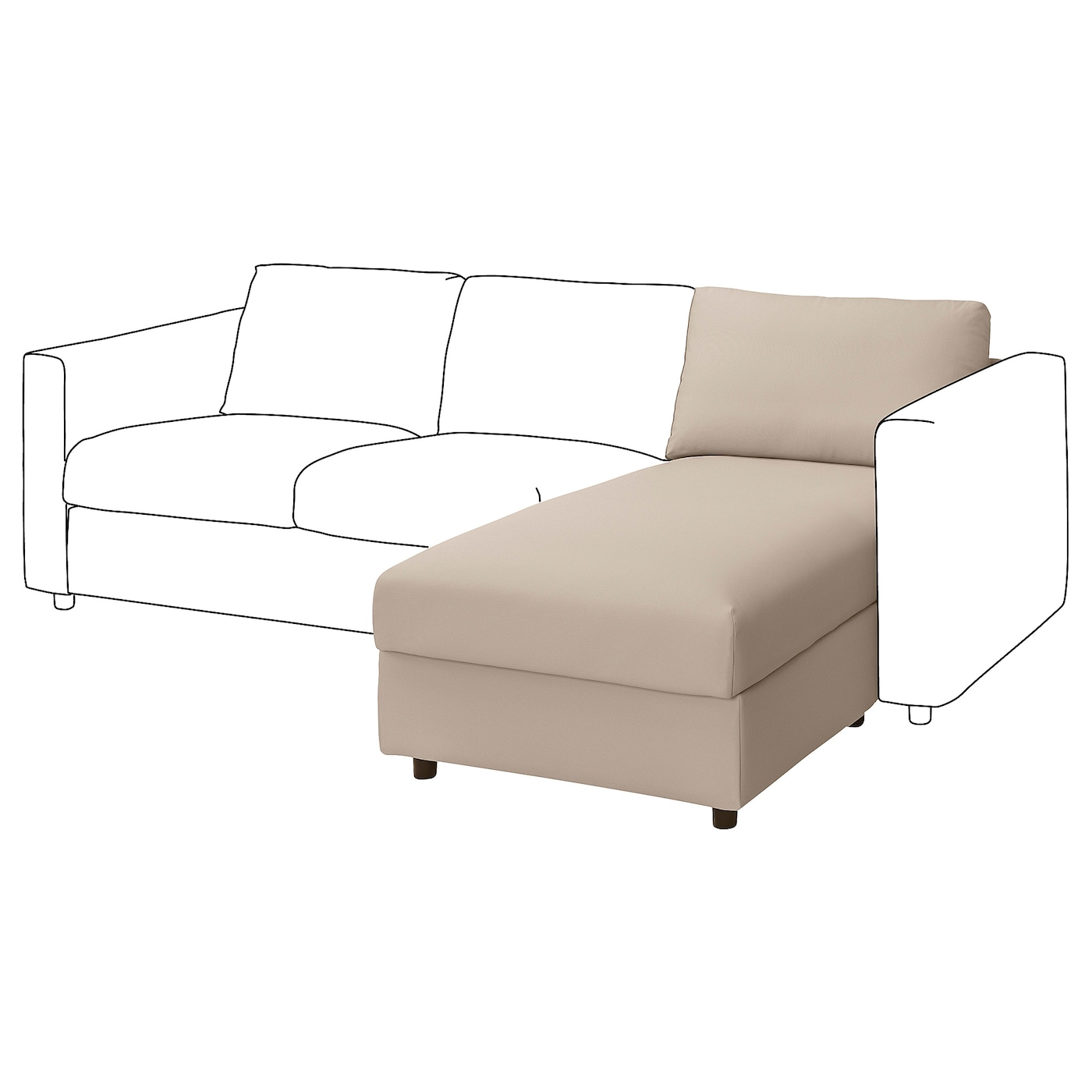 Чехол для 1-местной секции-кушетки дивана - IKEA VIMLE/ВИМЛЕ ИКЕА , бежевый