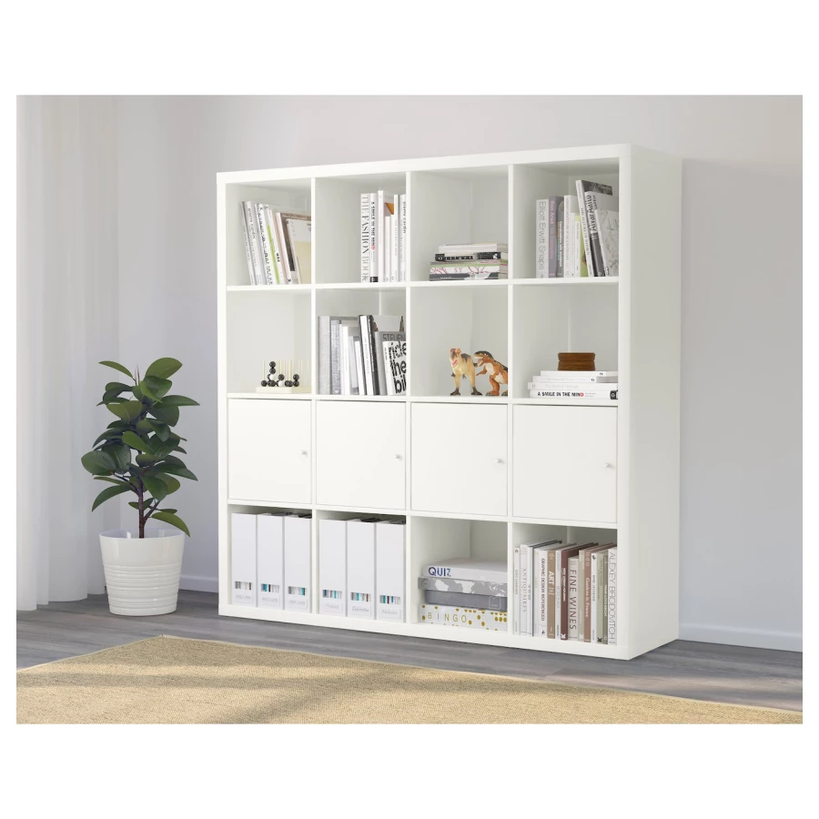 Книжный шкаф - IKEA KALLAX, 147х39х147 см, белый, КАЛЛАКС ИКЕА (изображение №3)