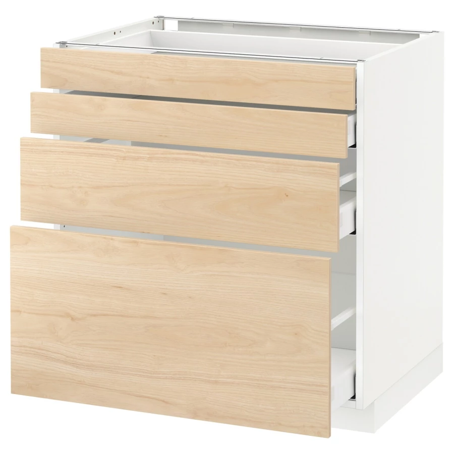 Напольный кухонный шкаф  - IKEA METOD MAXIMERA, 88x61,6x80см, белый/светло-коричневый, МЕТОД МАКСИМЕРА ИКЕА (изображение №1)