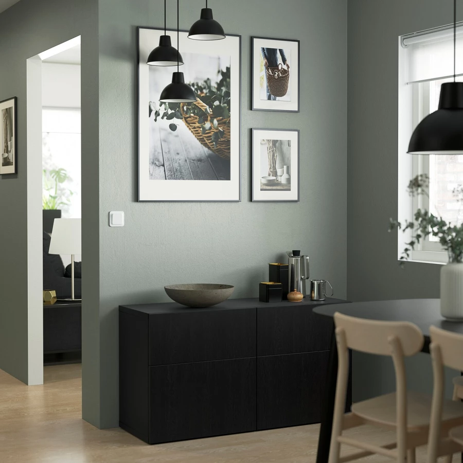 Комбинация для хранения - IKEA BESTÅ/BESTA/БЕСТА/БЕСТО ИКЕА, 120x42x65 см, черный, (изображение №3)