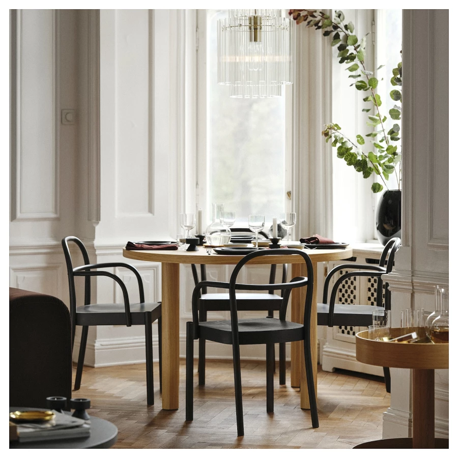 Стол и 4 стула с подлокотниками-IKEA  STOCKHOLM 2025 / SKANSNÄS/СТОКГОЛЬМ 2025/СКАНСНАС ИКЕА,115 cm,коричневый (изображение №3)