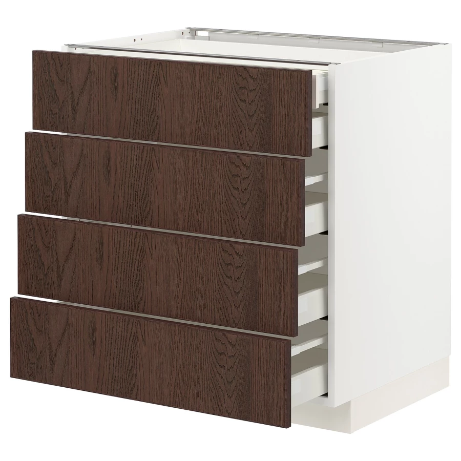 Напольный шкаф  - IKEA METOD MAXIMERA, 88x61,6x80см, белый/темно-коричневый, МЕТОД МАКСИМЕРА ИКЕА (изображение №1)