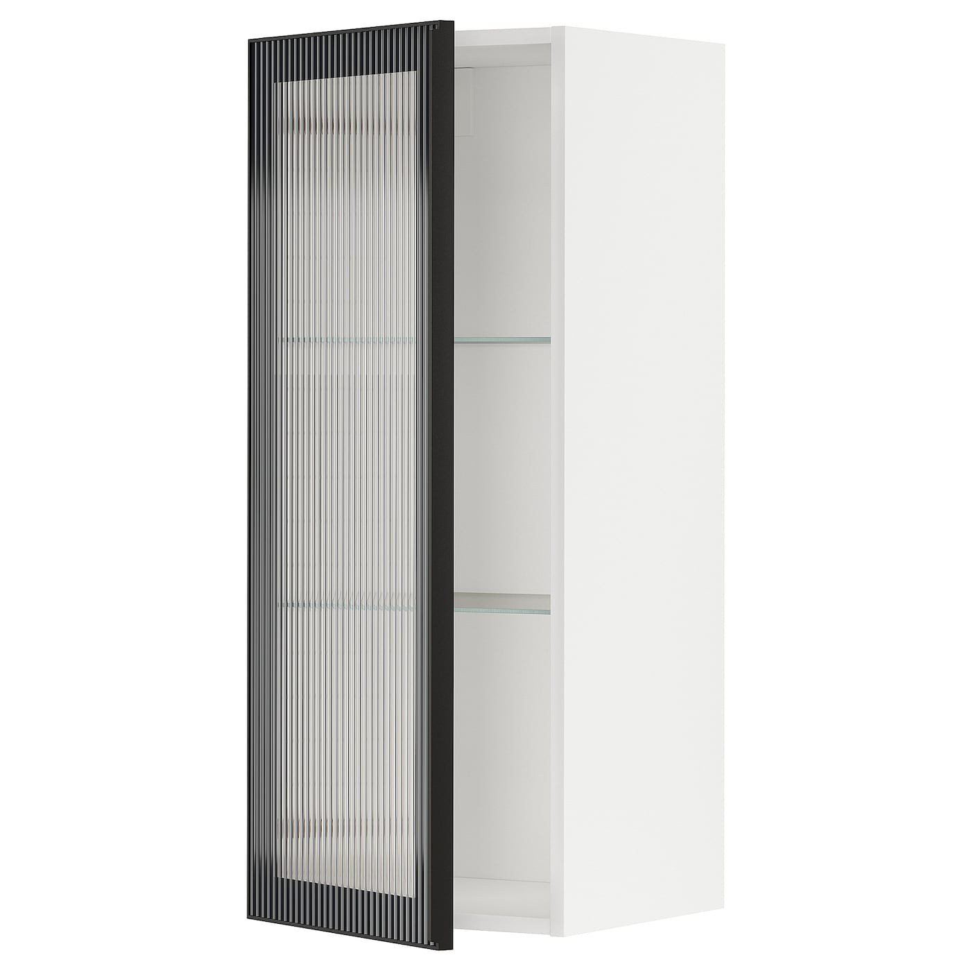 Шкаф со стеклянными дверцами - METOD IKEA/ МЕТОД ИКЕА, 100х40 см, белый/черный