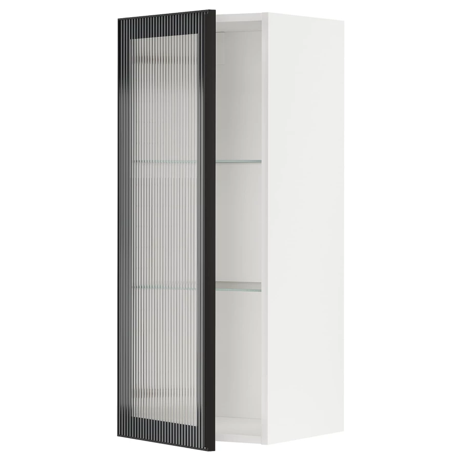 Шкаф со стеклянными дверцами - METOD IKEA/ МЕТОД ИКЕА, 100х40 см, белый/черный (изображение №1)