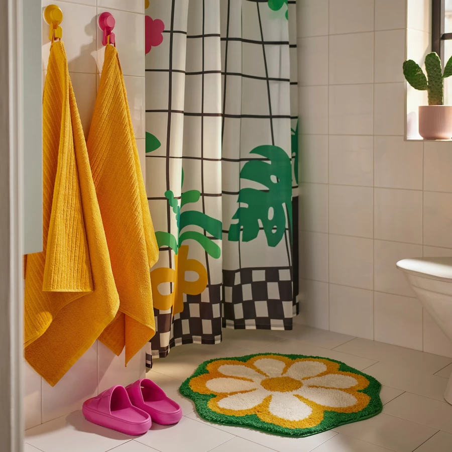 Коврик для ванной - IKEA KARRKNIPPROT, 65 см, желтый/зеленый/белый, КЭРРКНИППРОТ ИКЕА (изображение №2)