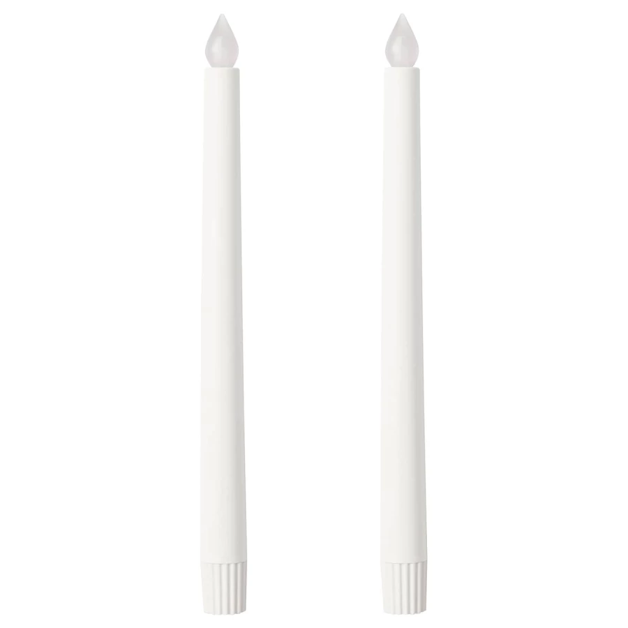 Светодиодная свеча для люстры - IKEA ÄDELLÖVTRÄD/ADELLVTRAD/ЭДЕЛЛОВТРЭД ИКЕА, 28х2,2 см, белый, 2 шт (изображение №1)