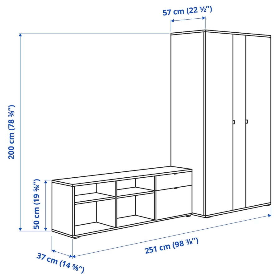 Шкаф - VIHALS IKEA/ВИХАЛС ИКЕА,200x57x200, белый (изображение №7)