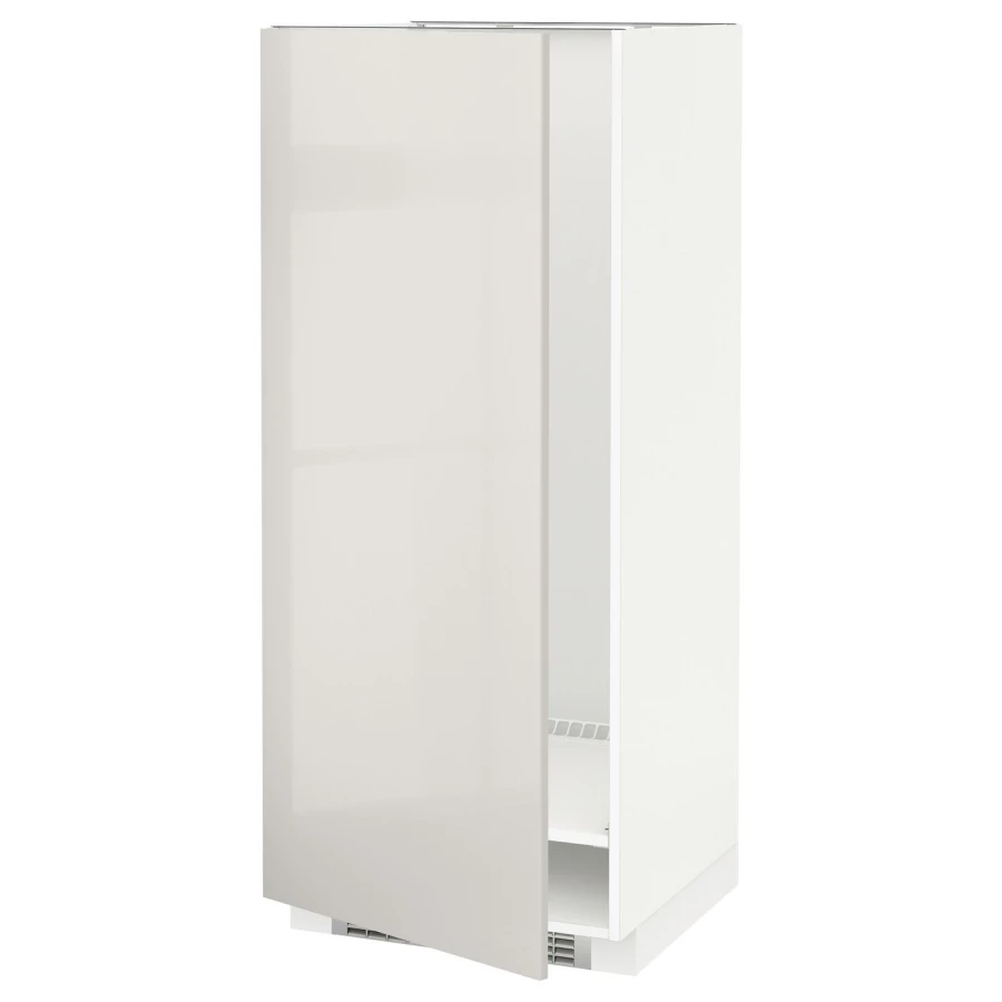 Напольный кухонный шкаф - IKEA METOD/МЕТОД ИКЕА, 140х60х60 см, белый/светло-серый глянцевый (изображение №1)