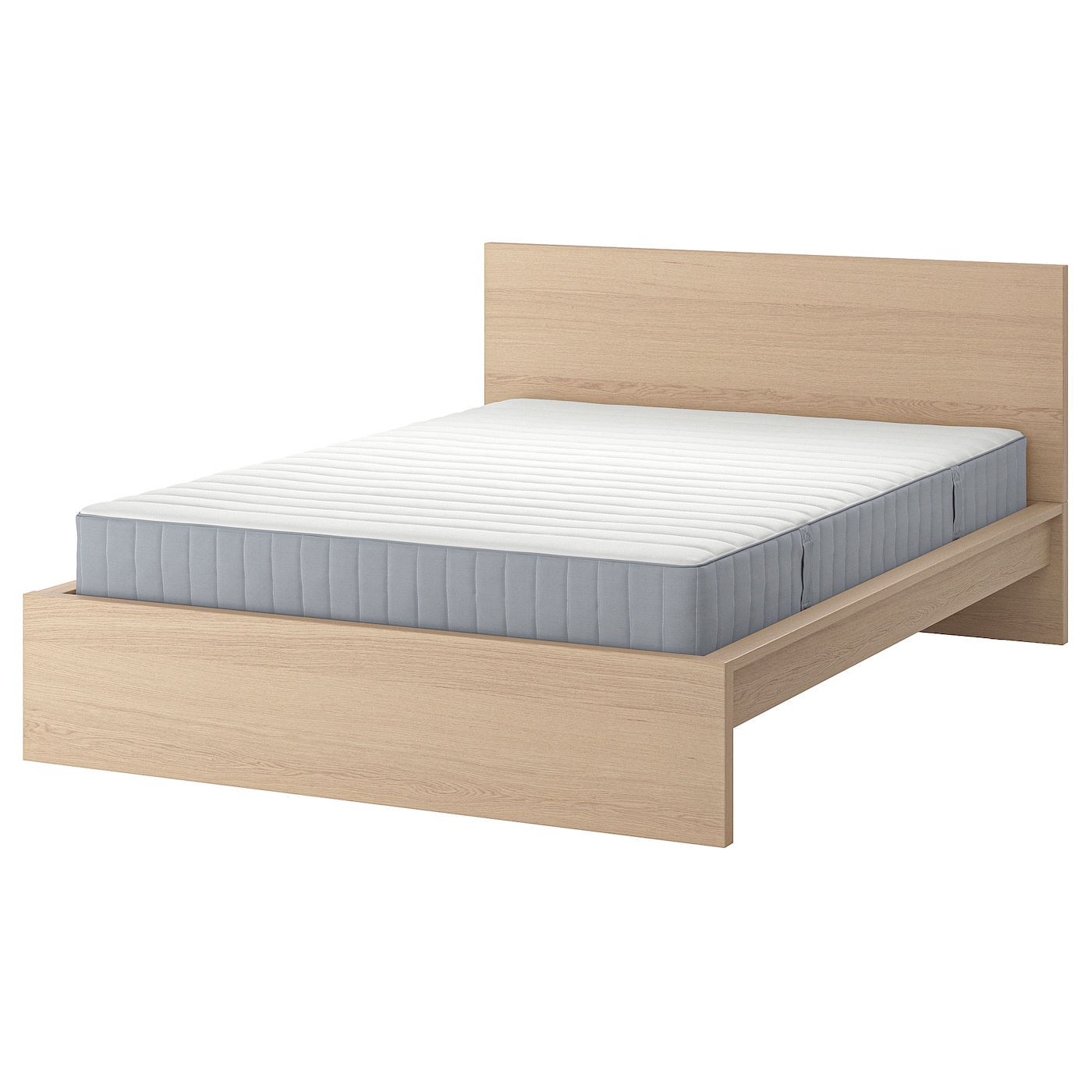 Кровать - IKEA MALM, 200х160 см, матрас средне-жесткий, под беленый дуб, МАЛЬМ ИКЕА