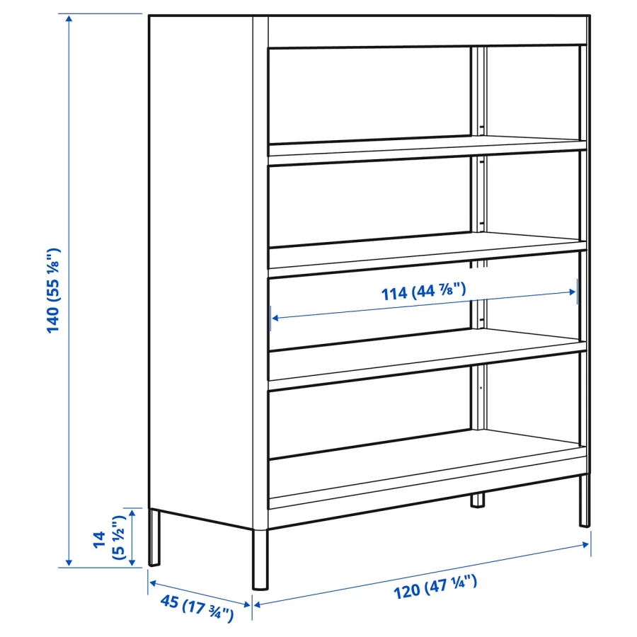 Книжный шкаф - IDÅSEN / IDАSEN IKEA/ ИДОСЕН ИКЕА,  140х120 см, темно-серый (изображение №7)