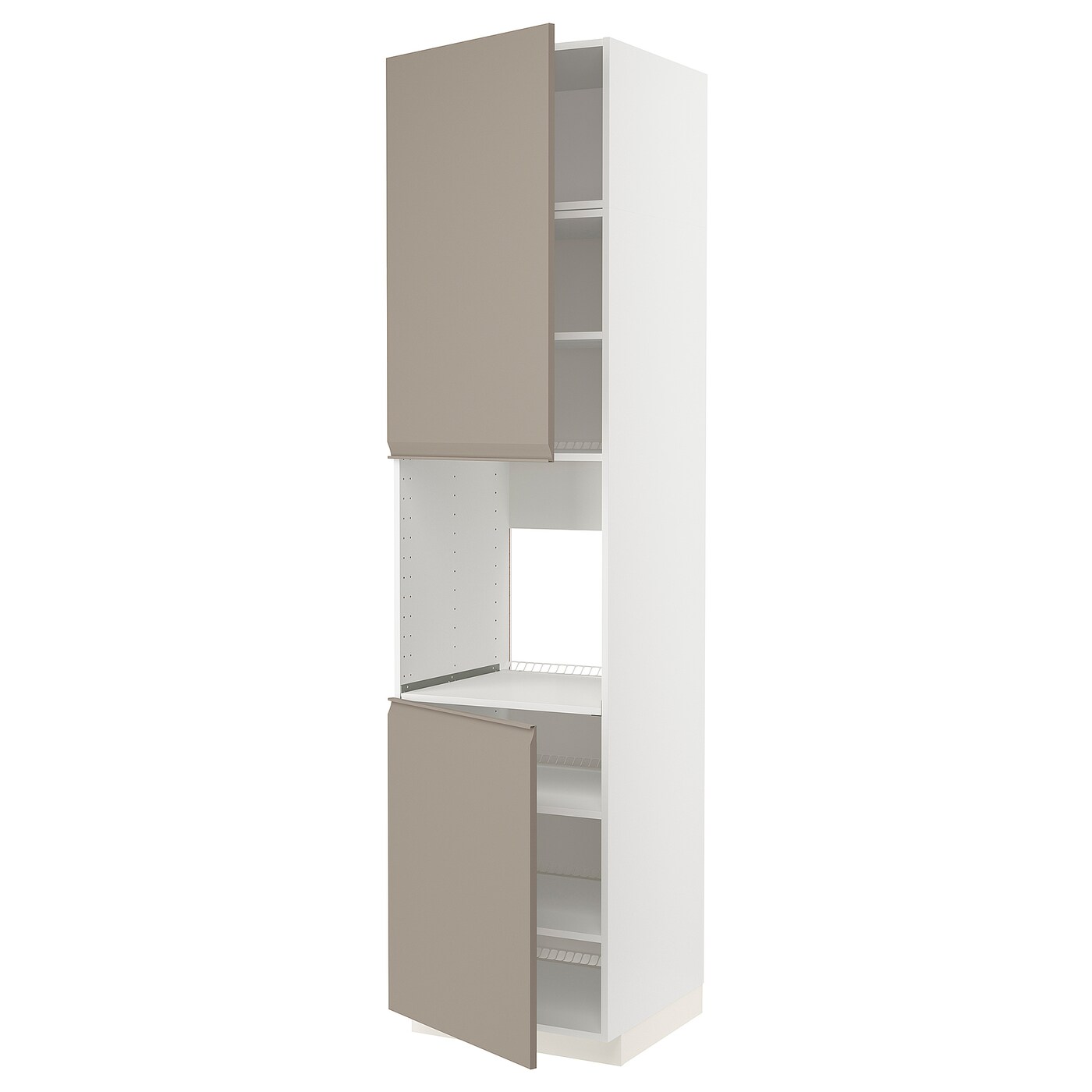 Кухонный шкаф-пенал - IKEA METOD/МЕТОД ИКЕА, 240х60х60 см, белый/бежевый