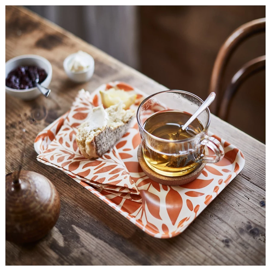 Салфетки IKEA HÖSTAGILLE/ХЁСТАГИЛЛЕ ИКЕА, 33х33 см, белый/оранжевый (изображение №2)