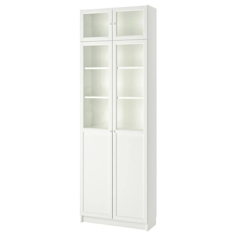 Книжный шкаф с дверцей - BILLY/OXBERG IKEA/ БИЛЛИ/ОКСБЕРГ ИКЕА, 30х80х237 см, белый (изображение №1)