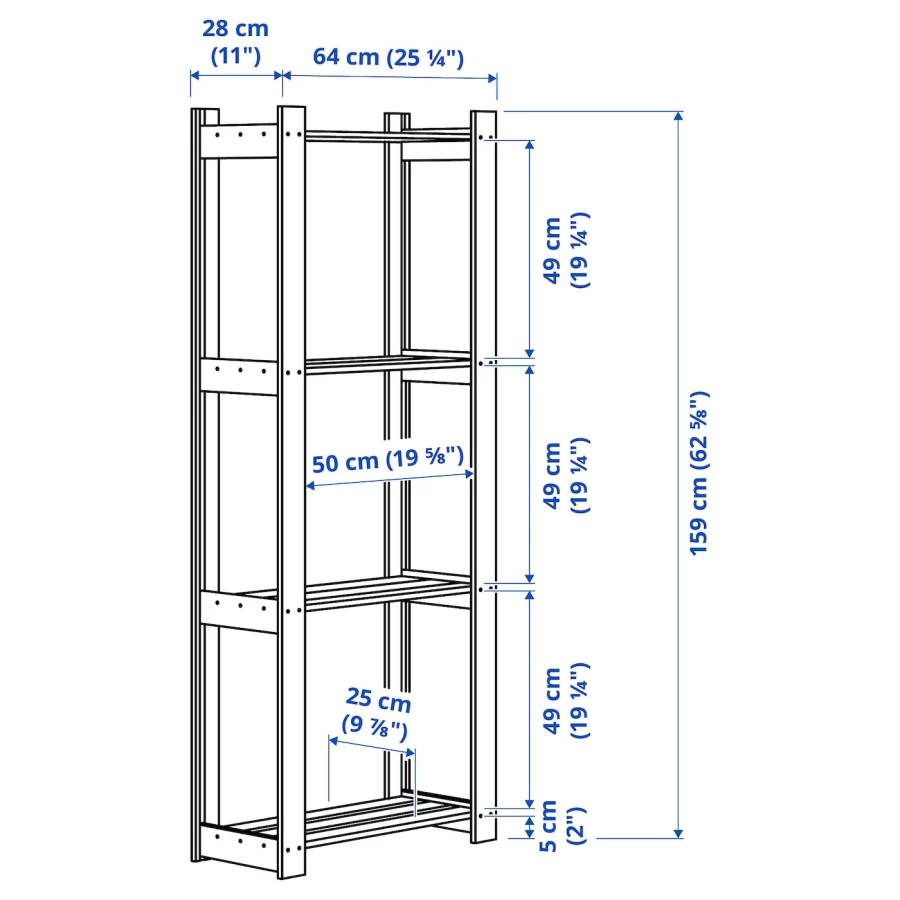 Книжный шкаф - ALBERT IKEA/ АЛЬБЕРТ ИКЕА, 159х64 см, под беленый дуб (изображение №5)