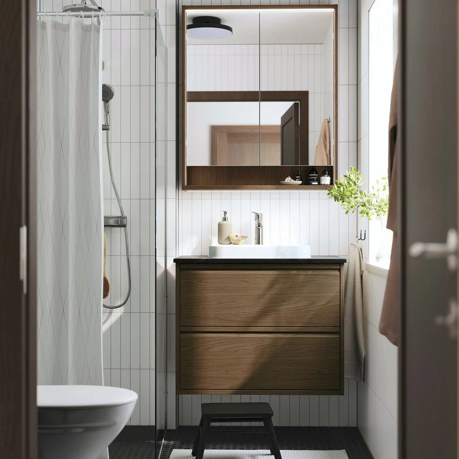 Зеркальный шкаф - FAXÄLVEN / FAXАLVEN IKEA/  ФАКСЭЛЬВЕН ИКЕА , 80х15х95 см, коричневый (изображение №2)