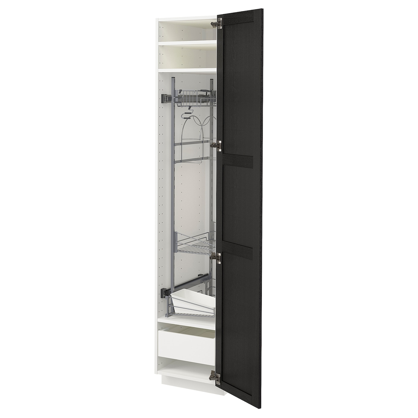 Высокий шкаф/бытовой - IKEA METOD/MAXIMERA/МЕТОД/МАКСИМЕРА ИКЕА, 200х60х40 см, белый/черный