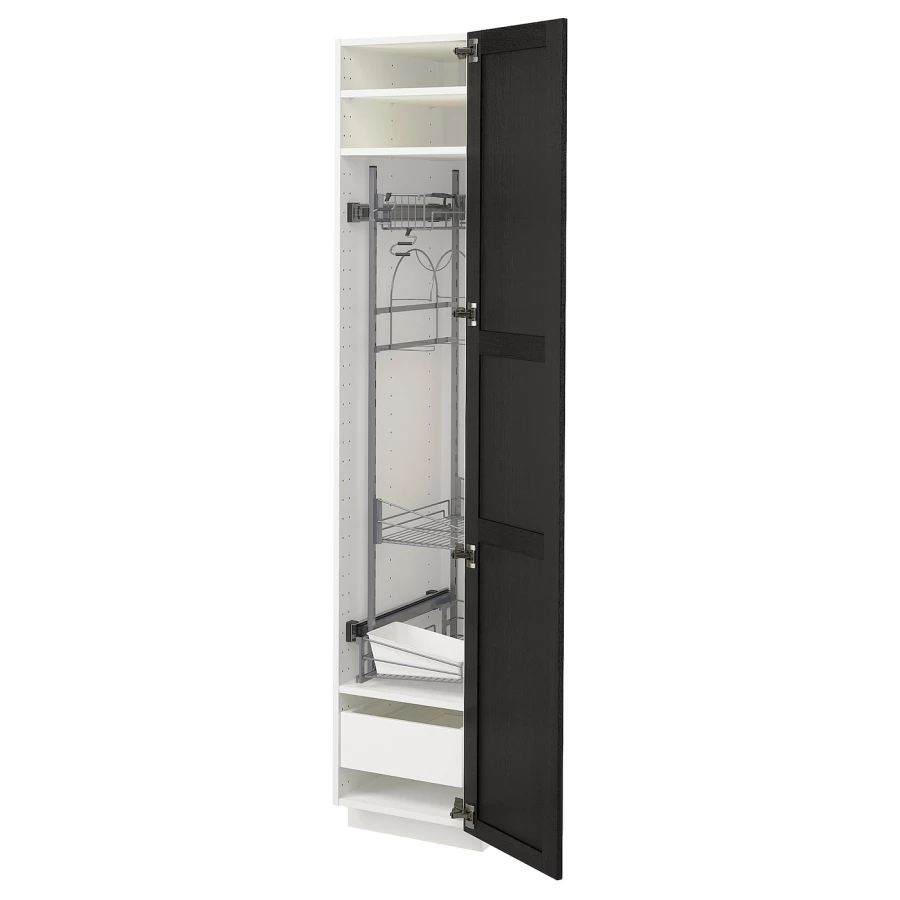 Высокий шкаф/бытовой - IKEA METOD/MAXIMERA/МЕТОД/МАКСИМЕРА ИКЕА, 200х60х40 см, белый/черный (изображение №1)