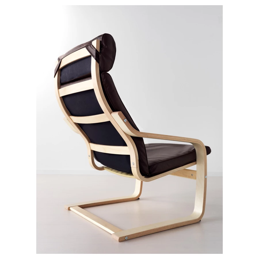 Кресло - IKEA POÄNG/POANG/ПОЭНГ ИКЕА, 68х82х100 см, коричневый/бежевый (изображение №3)