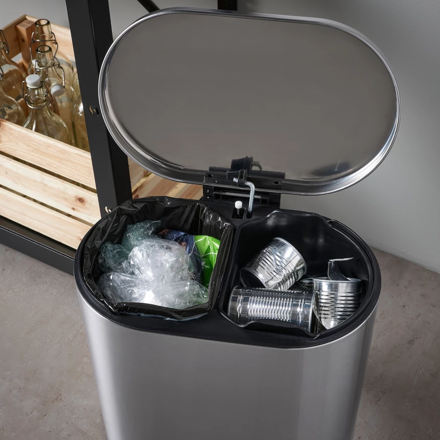 Корзина для мусора - IKEA STABBEN, 20л, серебристый, СТАББЕН ИКЕА (изображение №3)