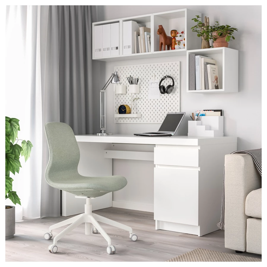 Офисный стул - IKEA LÅNGFJÄLL/LANGFJALL, 68x68x92см, серый/светло-серый, ЛОНГФЬЕЛЛЬ ИКЕА (изображение №3)