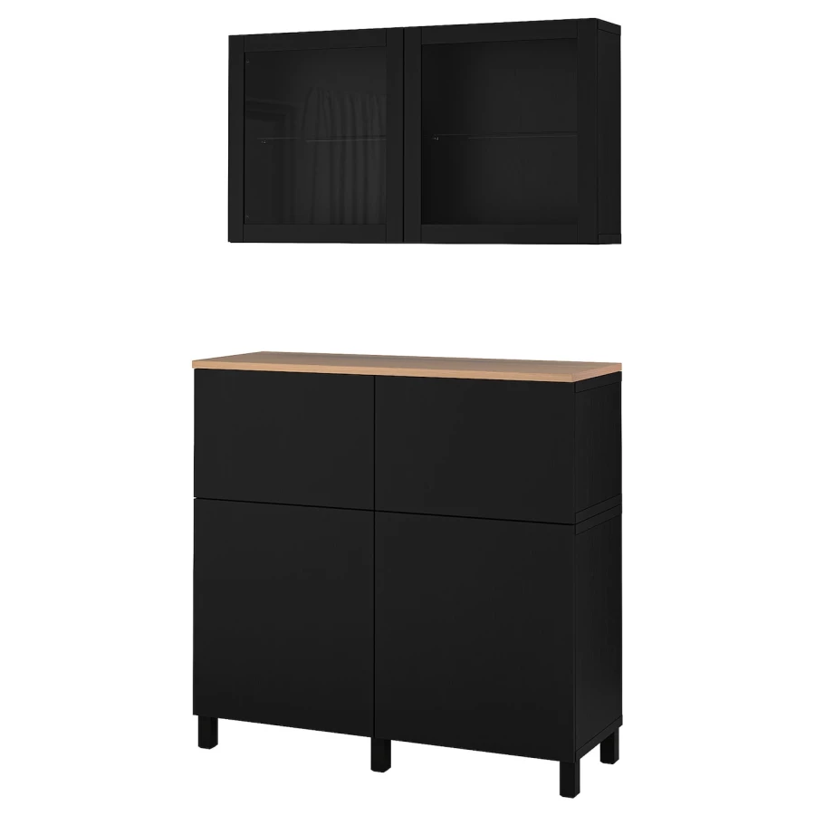 Комбинация для хранения - IKEA BESTÅ/BESTA/БЕСТА/БЕСТО ИКЕА, 120x42x240 см, черный (изображение №1)