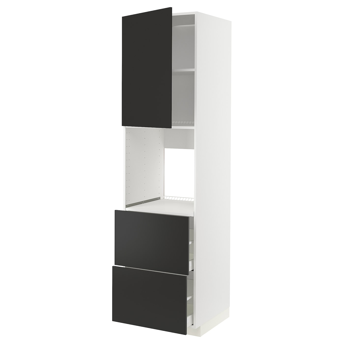 Высокий шкаф с ящиками - IKEA METOD/MAXIMERA/МЕТОД/МАКСИМЕРА ИКЕА, 220х60х60 см, белый/черный