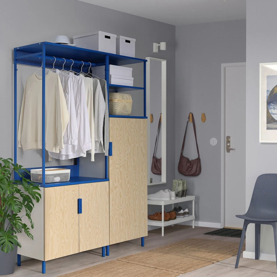 Шкаф с 3-мя дверцами - IKEA PLATSA/ПЛАТСА ИКЕА, 42х140х191,1 см, белый/синий/светло-коричневый (изображение №3)