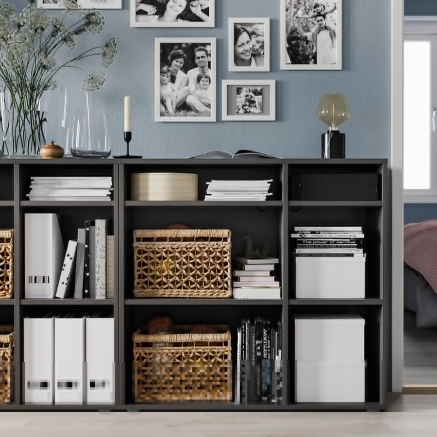 Книжный шкаф  - VIHALS IKEA/ ВИХАЛС ИКЕА,95х37х90 см,  черный (изображение №3)