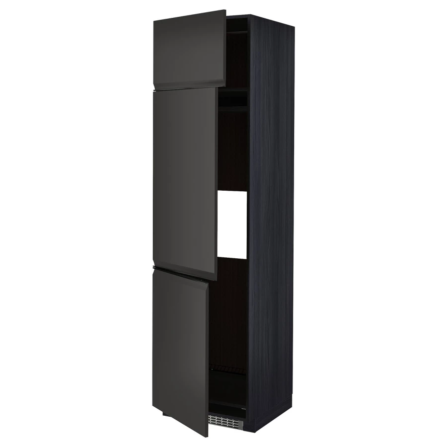 Высокий кухонный шкаф - IKEA METOD/МЕТОД ИКЕА, 220х60х60 см, черный (изображение №1)