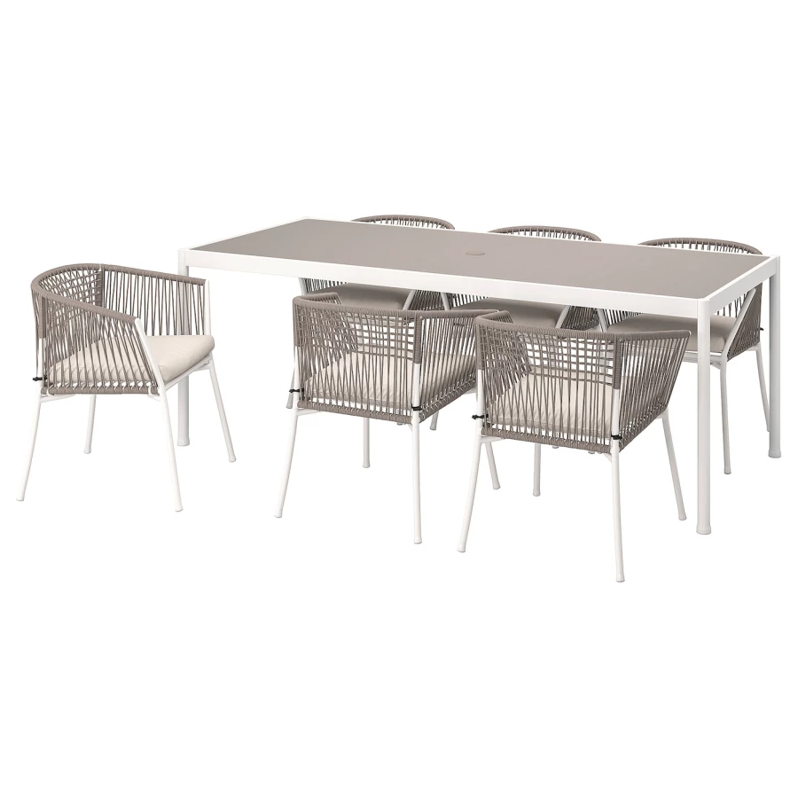 Стол+6 стульев с подлокотниками - SEGERÖN  IKEA/ СЕГЕРОН       ИКЕА, 212 см, коричневый (изображение №1)