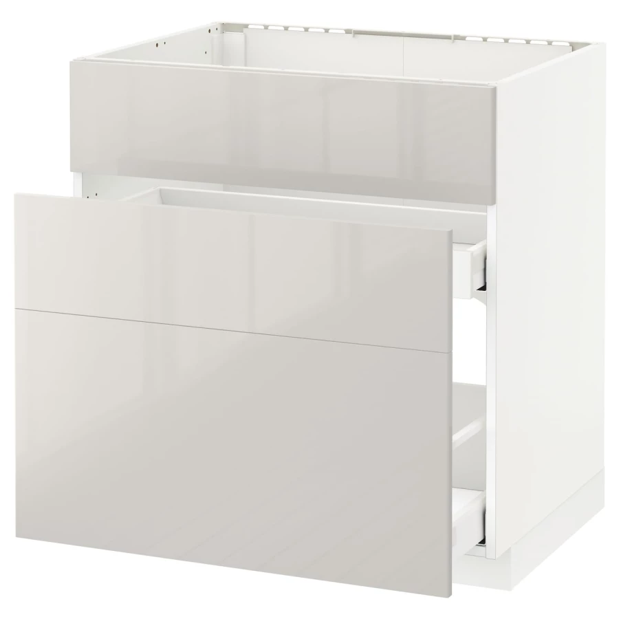Напольный кухонный шкаф  - IKEA METOD MAXIMERA, 88x62x80см, белый/светло-серый, МЕТОД МАКСИМЕРА ИКЕА (изображение №1)