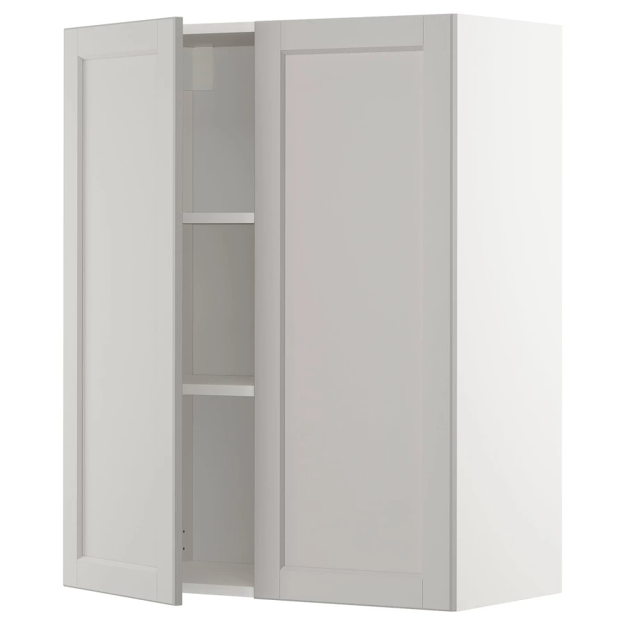 Навесной шкаф с полкой - METOD IKEA/ МЕТОД ИКЕА, 100х80 см, белый/светло-серый (изображение №1)